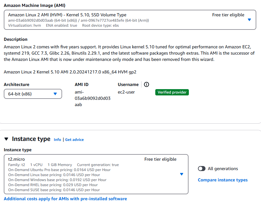 Ec2 instance selection